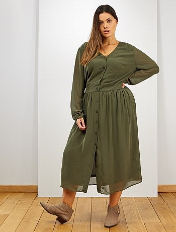 Vestido largo abotonado - Kiabi