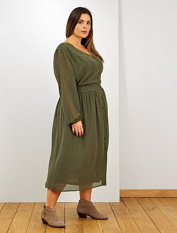 Vestido largo abotonado - Kiabi