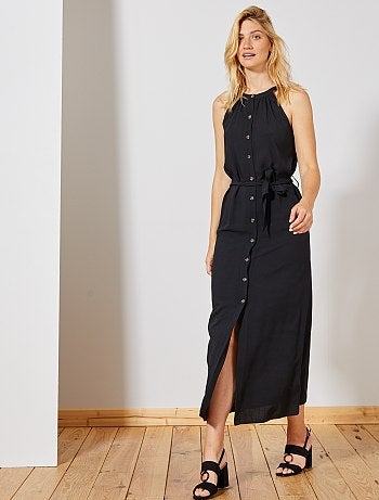 Vestido largo abotonado - Kiabi