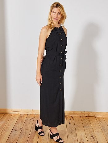 Vestido largo abotonado - Kiabi