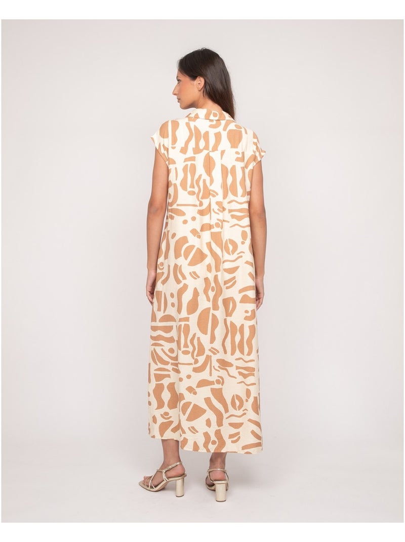 Vestido largo abotonado sin mangas ISALINE Beige - Kiabi