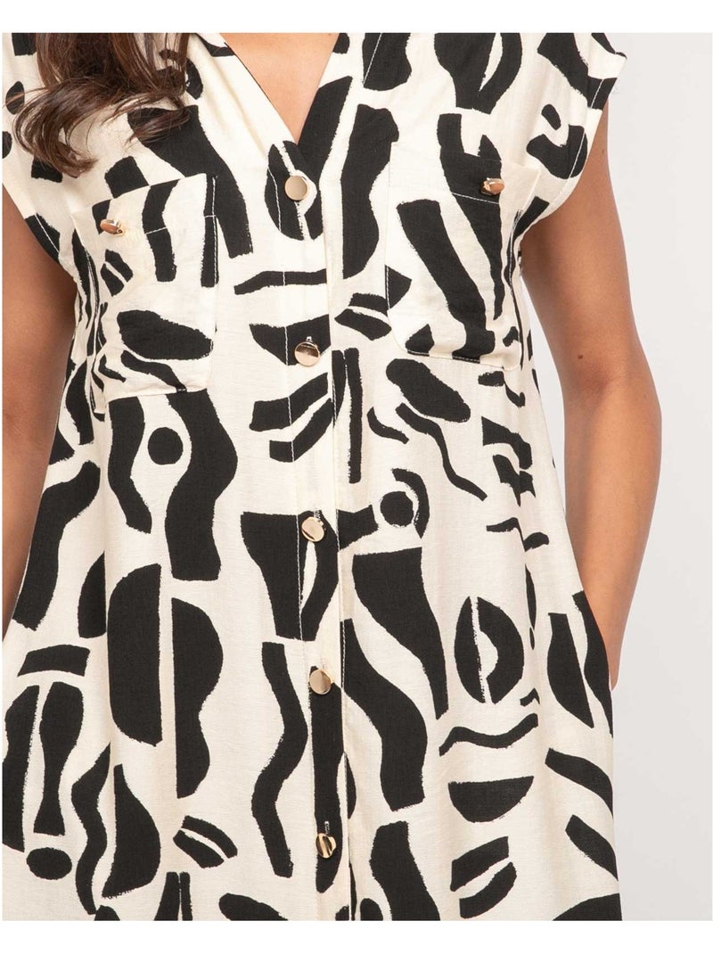Vestido largo abotonado sin mangas ISALINE Negro - Kiabi