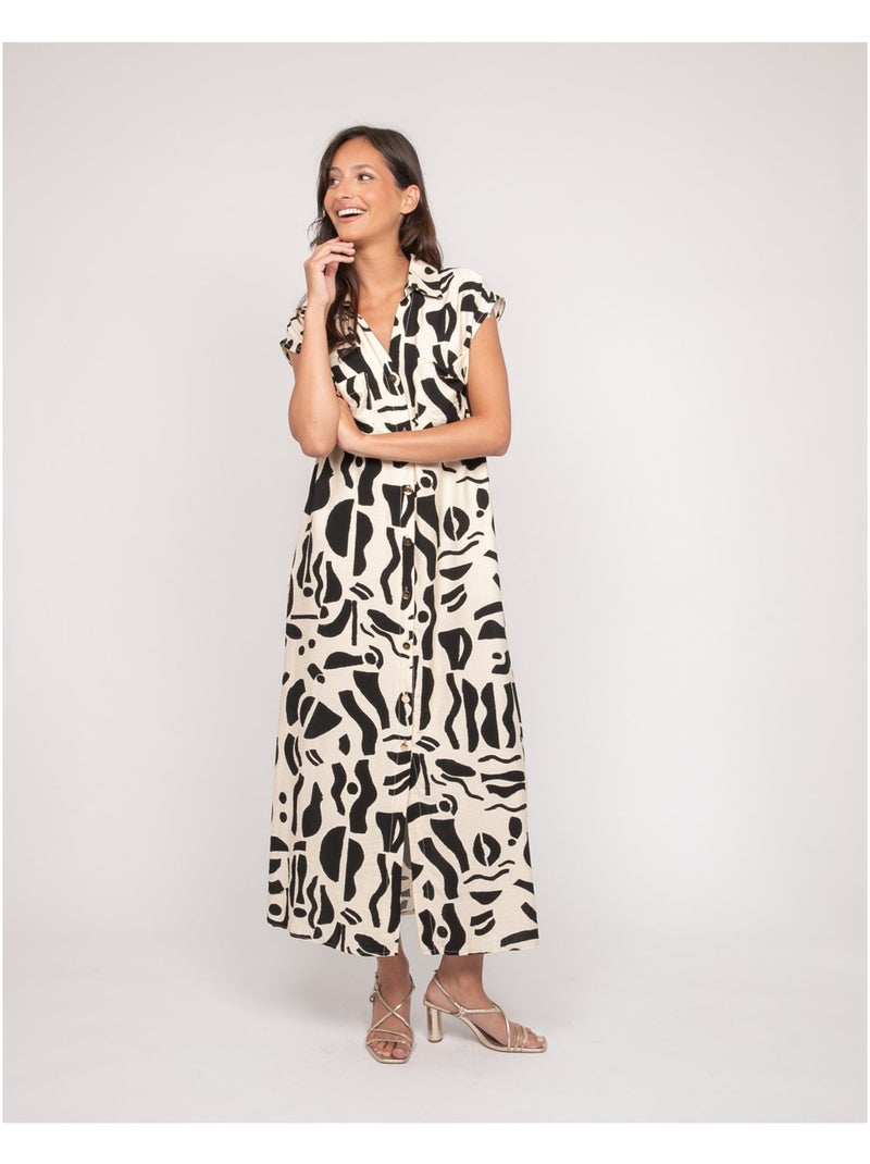 Vestido largo abotonado sin mangas ISALINE Negro - Kiabi