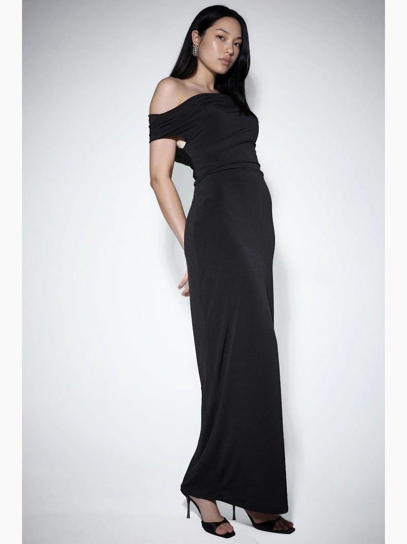 Vestido largo ajustado con cuello asimétrico hiccup Negro - Kiabi