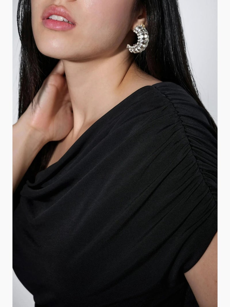 Vestido largo ajustado con cuello asimétrico hiccup Negro - Kiabi