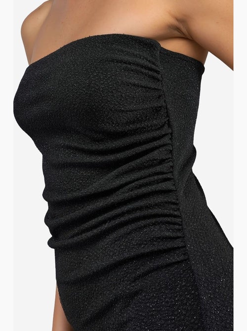Vestido largo ajustado con cuello barco brillante de busem - Kiabi