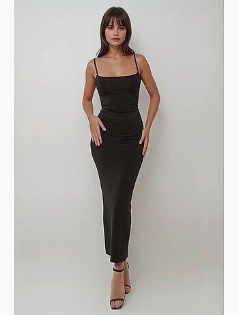 Vestido largo ajustado con cuello cuadrado hiccup