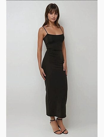 Vestido largo ajustado con cuello cuadrado hiccup