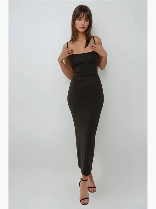 Vestido largo ajustado con cuello cuadrado hiccup - Kiabi