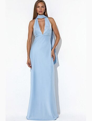 Vestido largo ajustado con cuello halter hiccup
