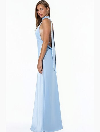 Vestido largo ajustado con cuello halter hiccup