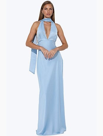 Vestido largo ajustado con cuello halter hiccup