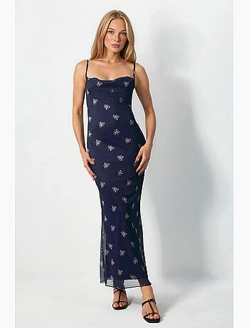 Vestido largo ajustado con estampado de leopardo hiccup