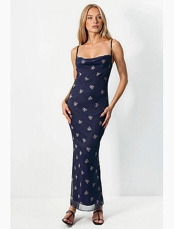 Vestido largo ajustado con estampado de leopardo hiccup