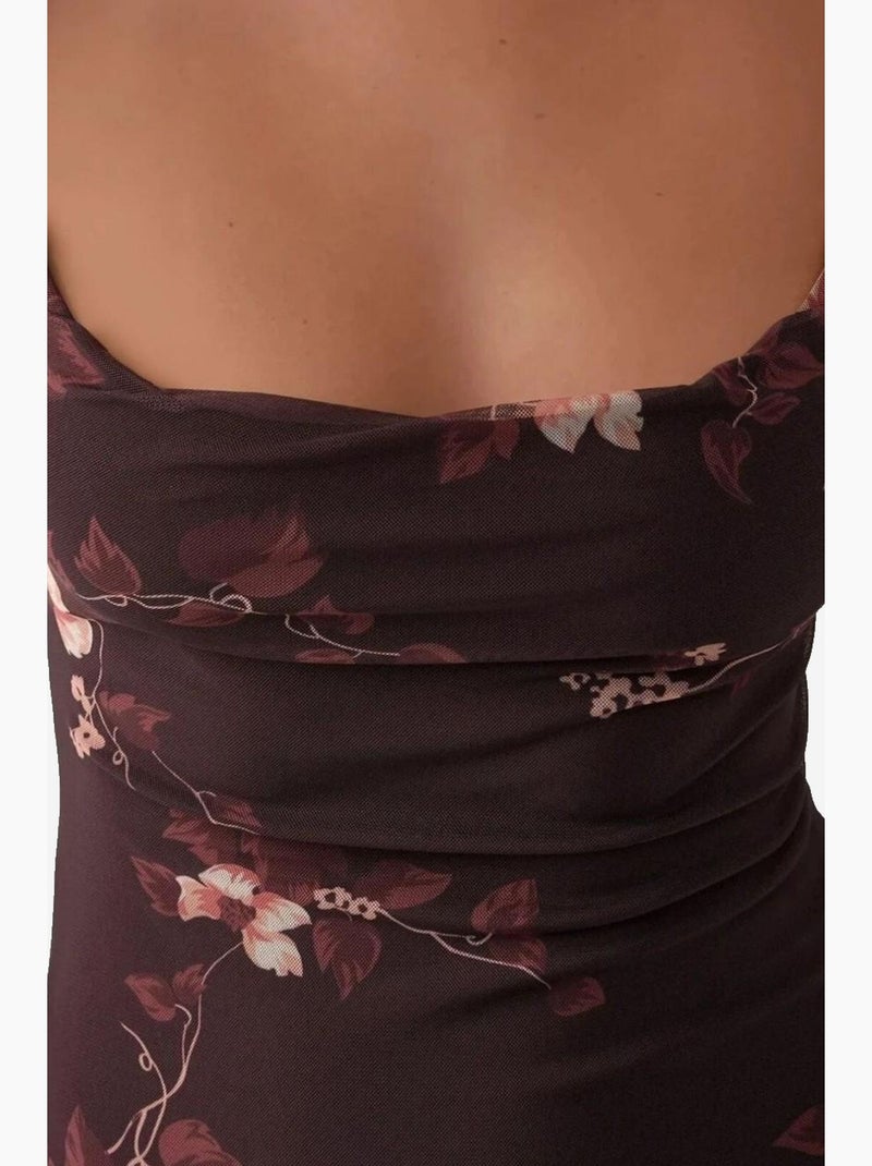 Vestido largo ajustado con estampado de leopardo hiccup Marrón oscuro - Kiabi