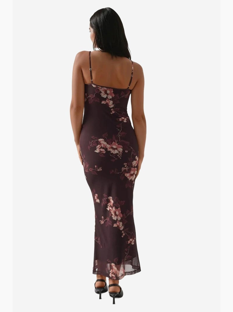 Vestido largo ajustado con estampado de leopardo hiccup Marrón oscuro - Kiabi