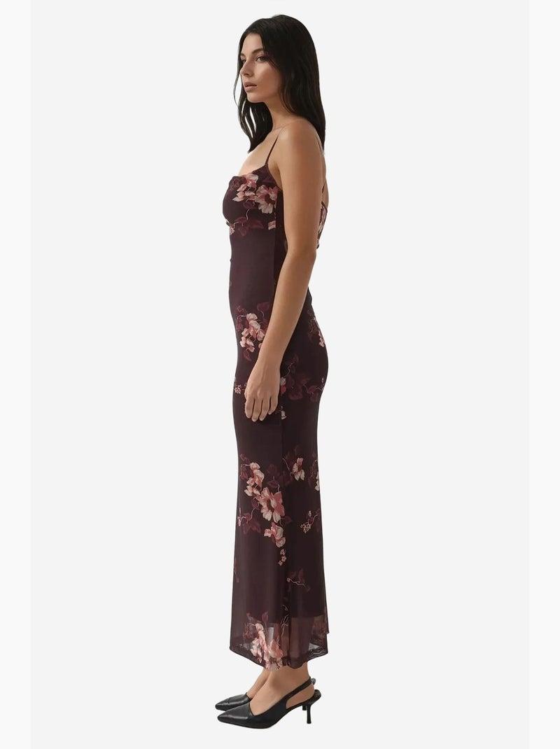Vestido largo ajustado con estampado de leopardo hiccup Marrón oscuro - Kiabi