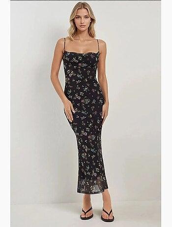 Vestido largo ajustado con estampado de leopardo hiccup