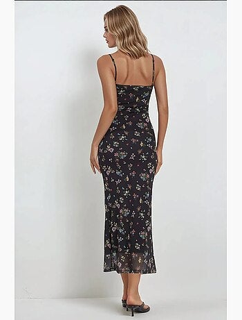 Vestido largo ajustado con estampado de leopardo hiccup