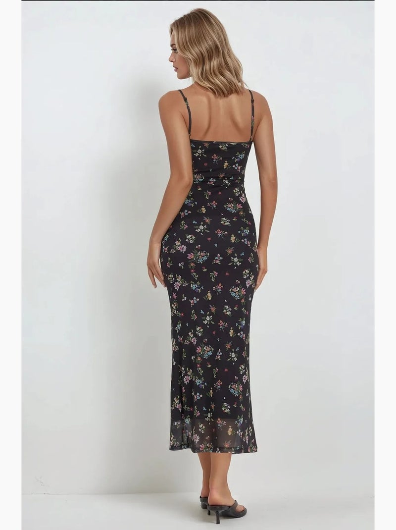 Vestido largo ajustado con estampado de leopardo hiccup Negro - Kiabi