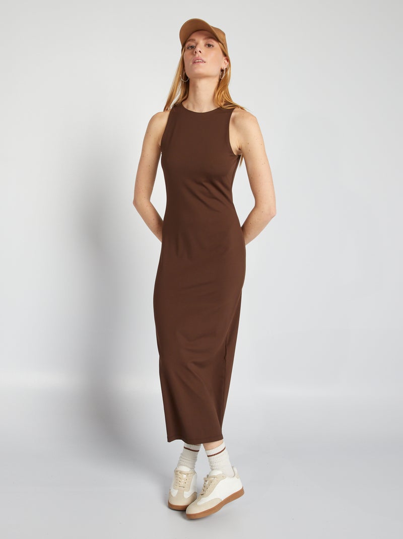 Vestido largo ajustado MARRON - Kiabi