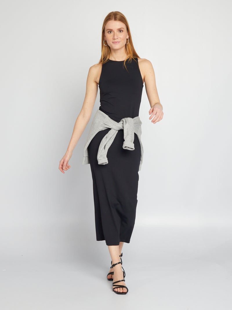 Vestido largo ajustado negro - Kiabi