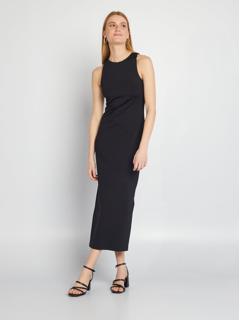 Vestido largo ajustado negro - Kiabi