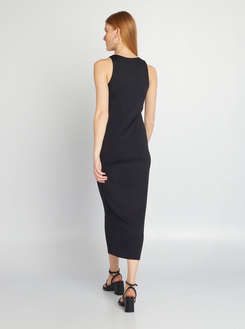 Vestido largo ajustado negro - Kiabi
