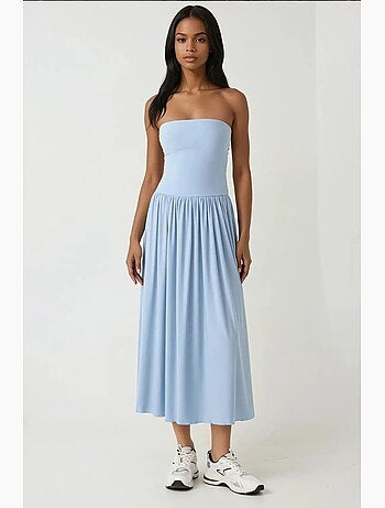 Vestido largo ajustado sin tirantes de jersey hiccup
