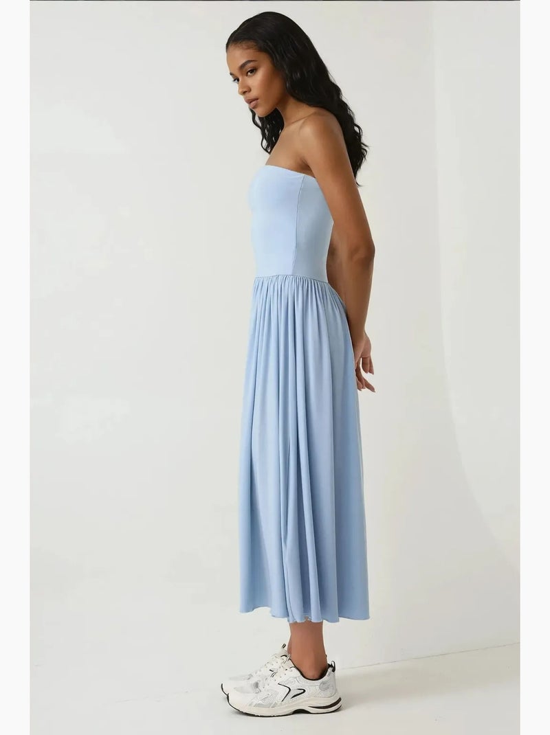 Vestido largo ajustado sin tirantes de jersey hiccup Azul cielo - Kiabi