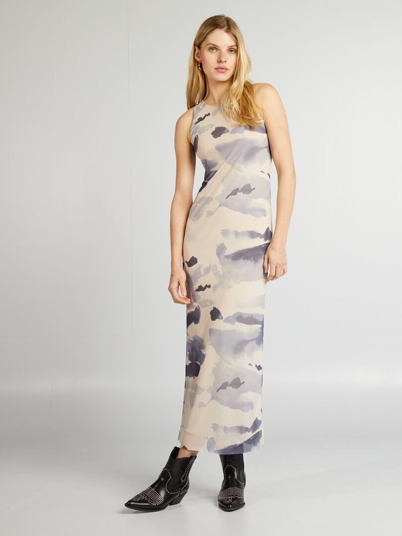 Vestido largo ajustado tie and dye - AZUL - Kiabi - 22.00€