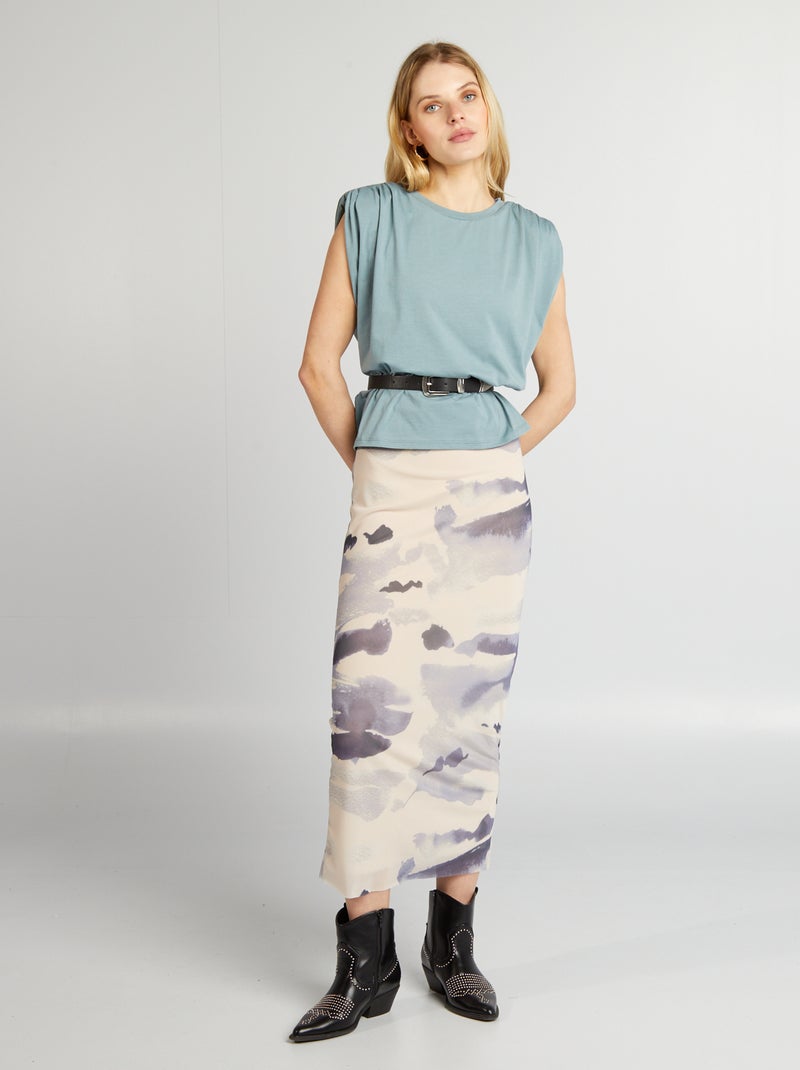 Vestido largo ajustado tie and dye AZUL - Kiabi