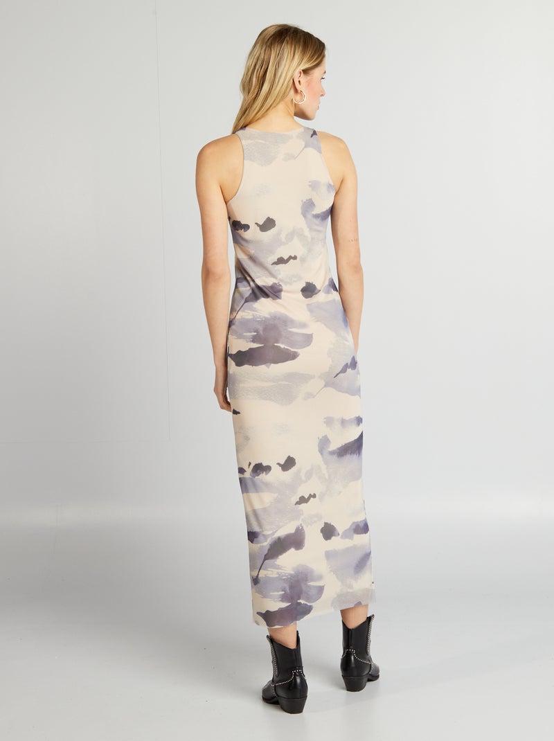 Vestido largo ajustado tie and dye AZUL - Kiabi