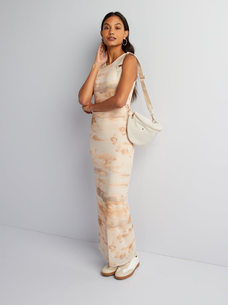 Vestido largo ajustado tie and dye BEIGE - Kiabi