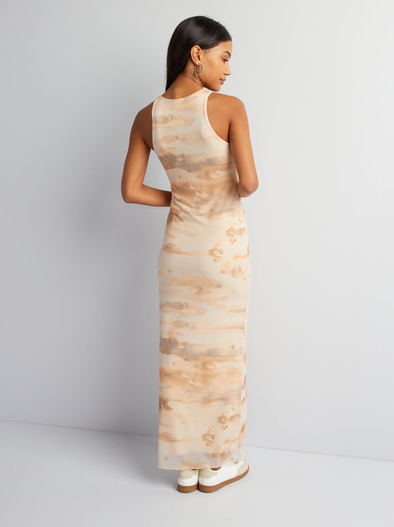 Vestido largo ajustado tie and dye BEIGE - Kiabi