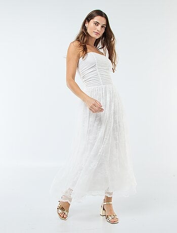 Vestido largo bustier de encaje