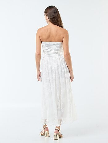 Vestido largo bustier de encaje