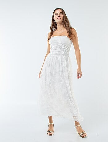 Vestido largo bustier de encaje