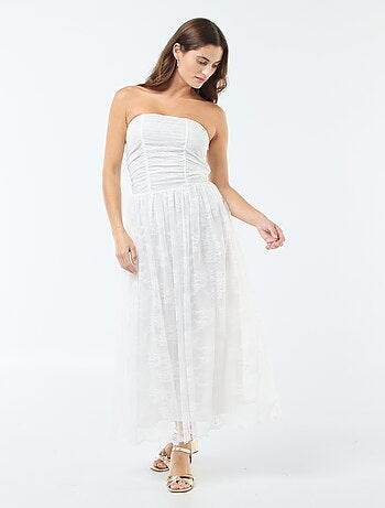Vestido largo bustier de encaje