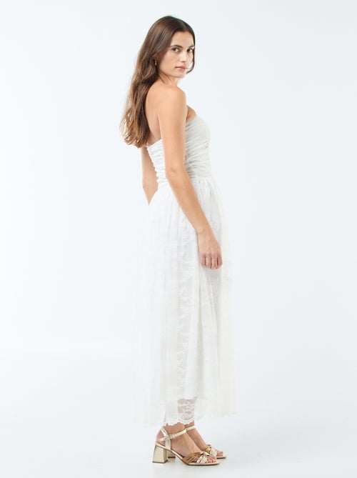 Vestido largo bustier de encaje - Kiabi