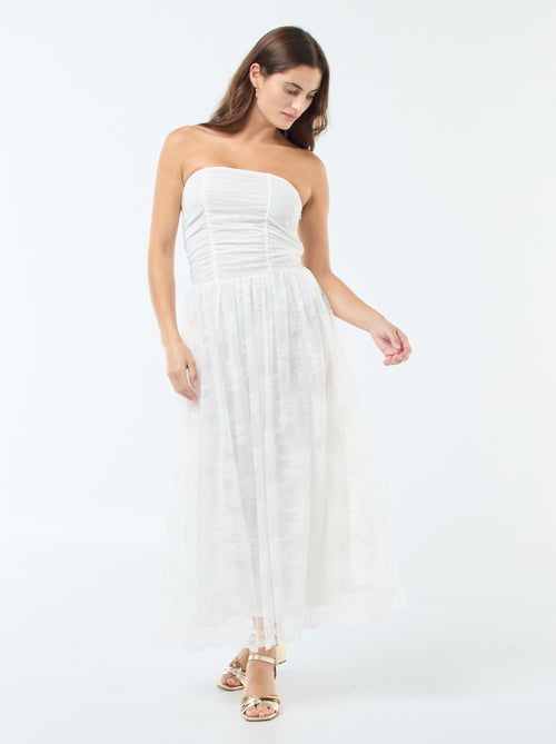 Vestido largo bustier de encaje - Kiabi