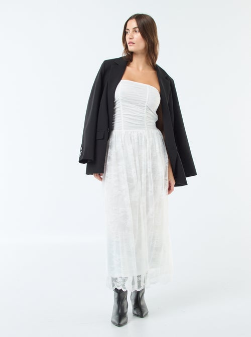 Vestido largo bustier de encaje - Kiabi