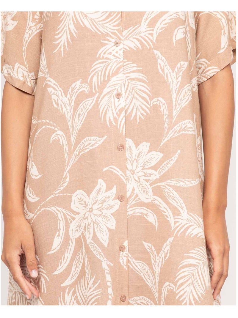 Vestido largo camisero estampado ILIAGO Beige - Kiabi