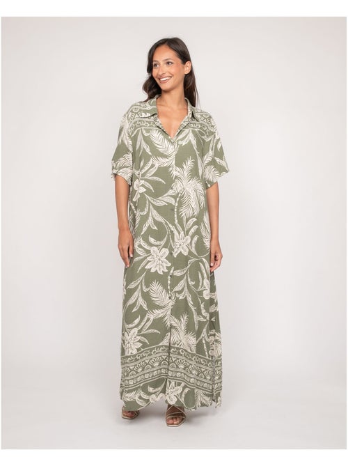 Vestido largo camisero estampado ILIAGO - Kiabi Vestido largo camisero estampado ILIAGO - Kiabi