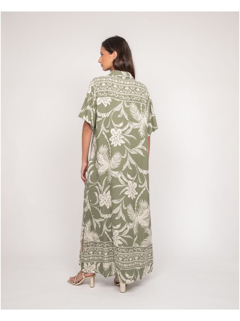Vestido largo camisero estampado ILIAGO Caqui - Kiabi