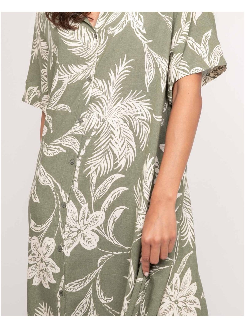 Vestido largo camisero estampado ILIAGO Caqui - Kiabi