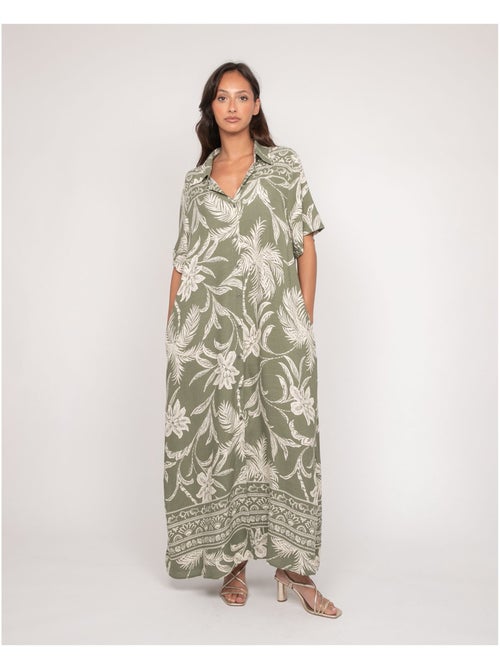 Vestido largo camisero estampado ILIAGO - Kiabi Vestido largo camisero estampado ILIAGO - Kiabi