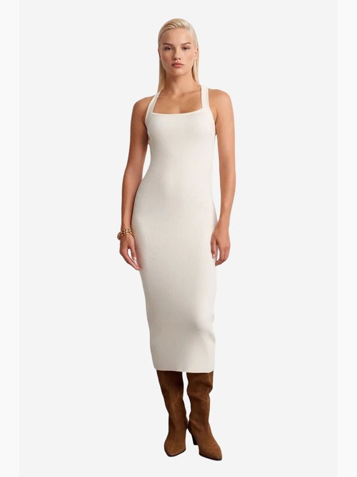 Vestido largo canalé halter ajustado dilvin - Kiabi