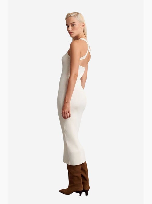 Vestido largo canalé halter ajustado dilvin - Kiabi