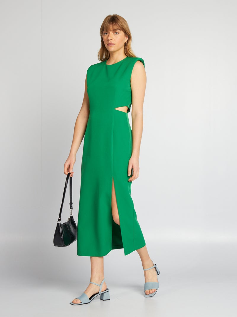 Vestido largo con aberturas verde - Kiabi